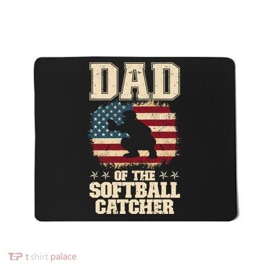 Softball Catcher Dad Jokes American Flag Fathers Day Mousepad