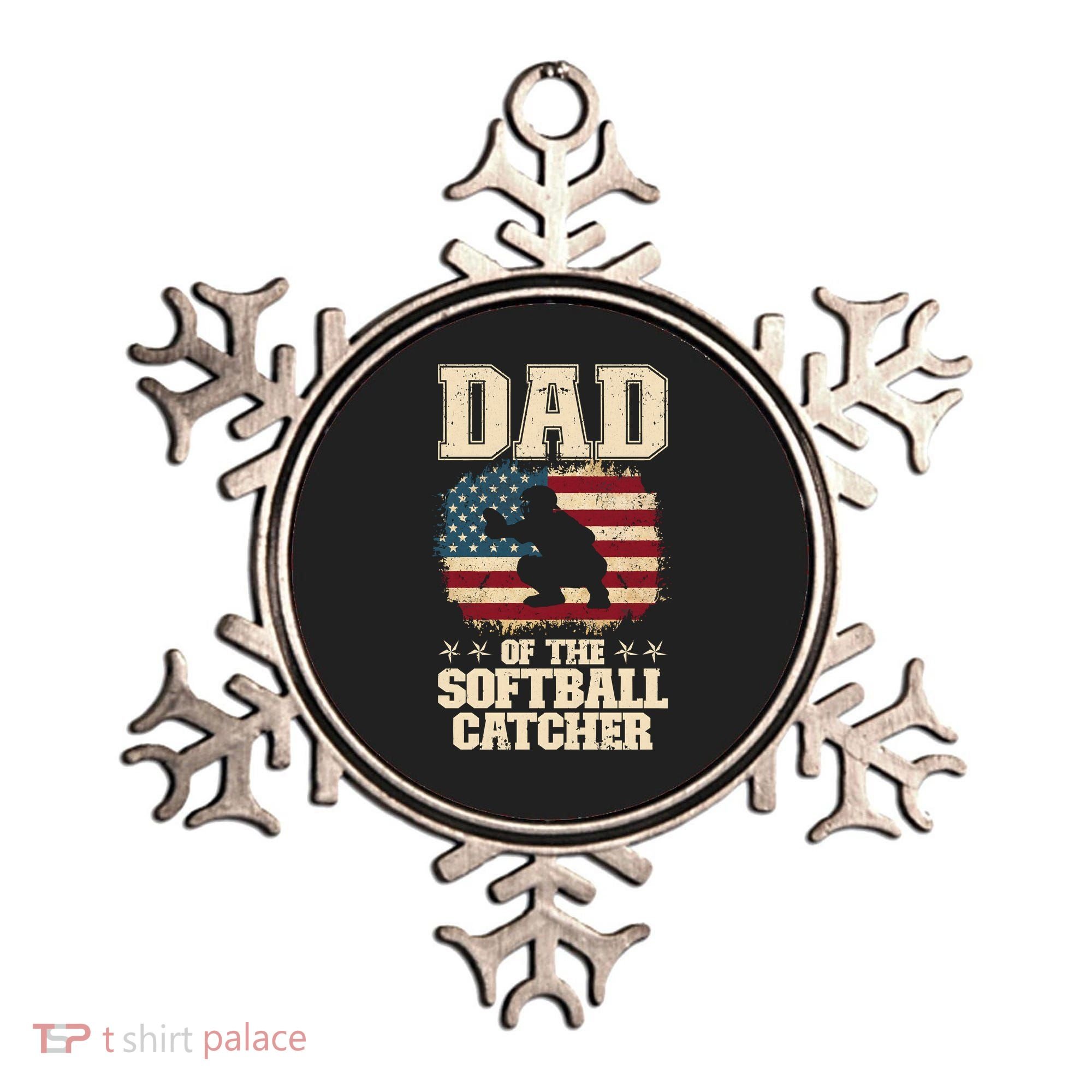 Softball Catcher Dad Jokes American Flag Fathers Day Ornament
