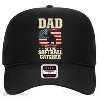 Softball Catcher Dad Jokes American Flag Fathers Day Hat thumb 0