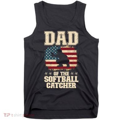 Softball Catcher Dad Jokes American Flag Fathers Day Tank Top