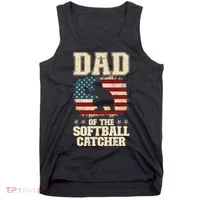 Softball Catcher Dad Jokes American Flag Fathers Day Tank Top thumb 0