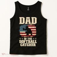 Softball Catcher Dad Jokes American Flag Fathers Day Tank Top thumb 2