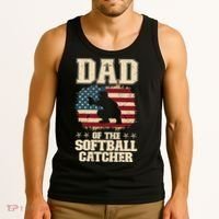 Softball Catcher Dad Jokes American Flag Fathers Day Tank Top thumb 3
