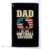Softball Catcher Dad Jokes American Flag Fathers Day Golf Towel thumb 0