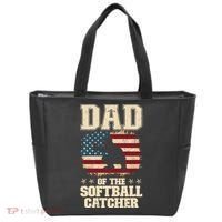 Softball Catcher Dad Jokes American Flag Fathers Day Tote Bag thumb 0