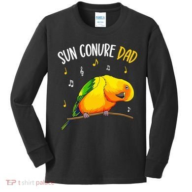 Sun Conure Dad Funny Parrot Bird Lover Kids Long Sleeve Shirt