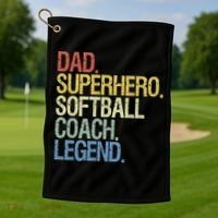 Softball Coach Dad Gift Golf Towel thumb 1