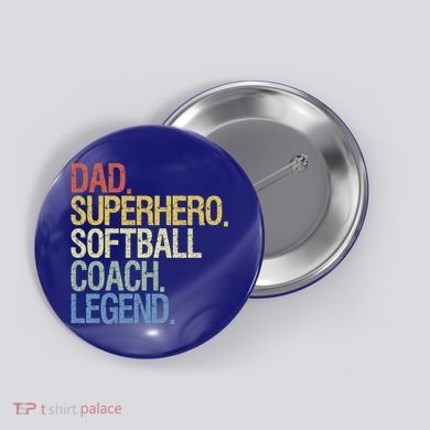 Softball Coach Dad Gift Button