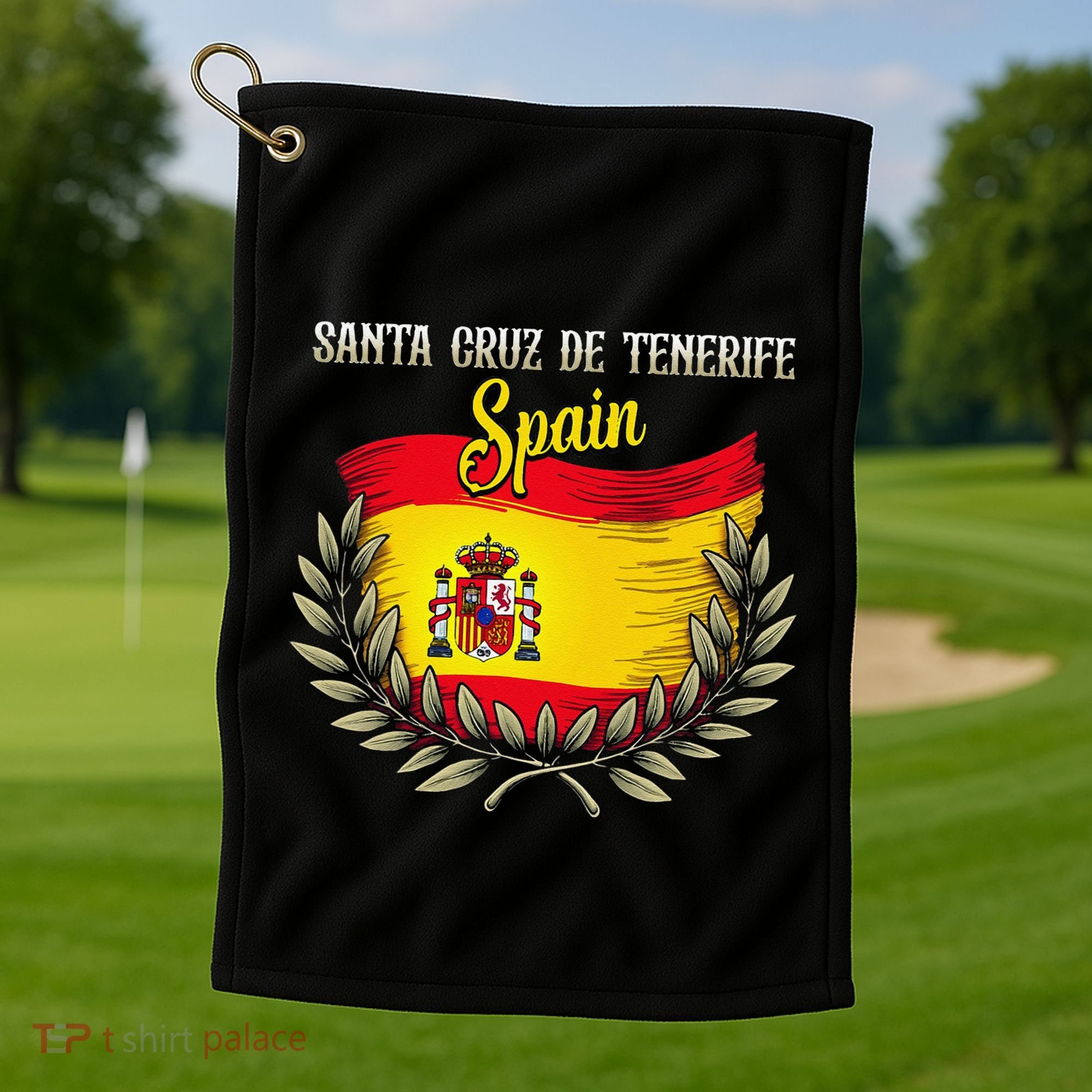 Santa Cruz De Tenerife Spain Flag Spanish City Vacation Golf Towel