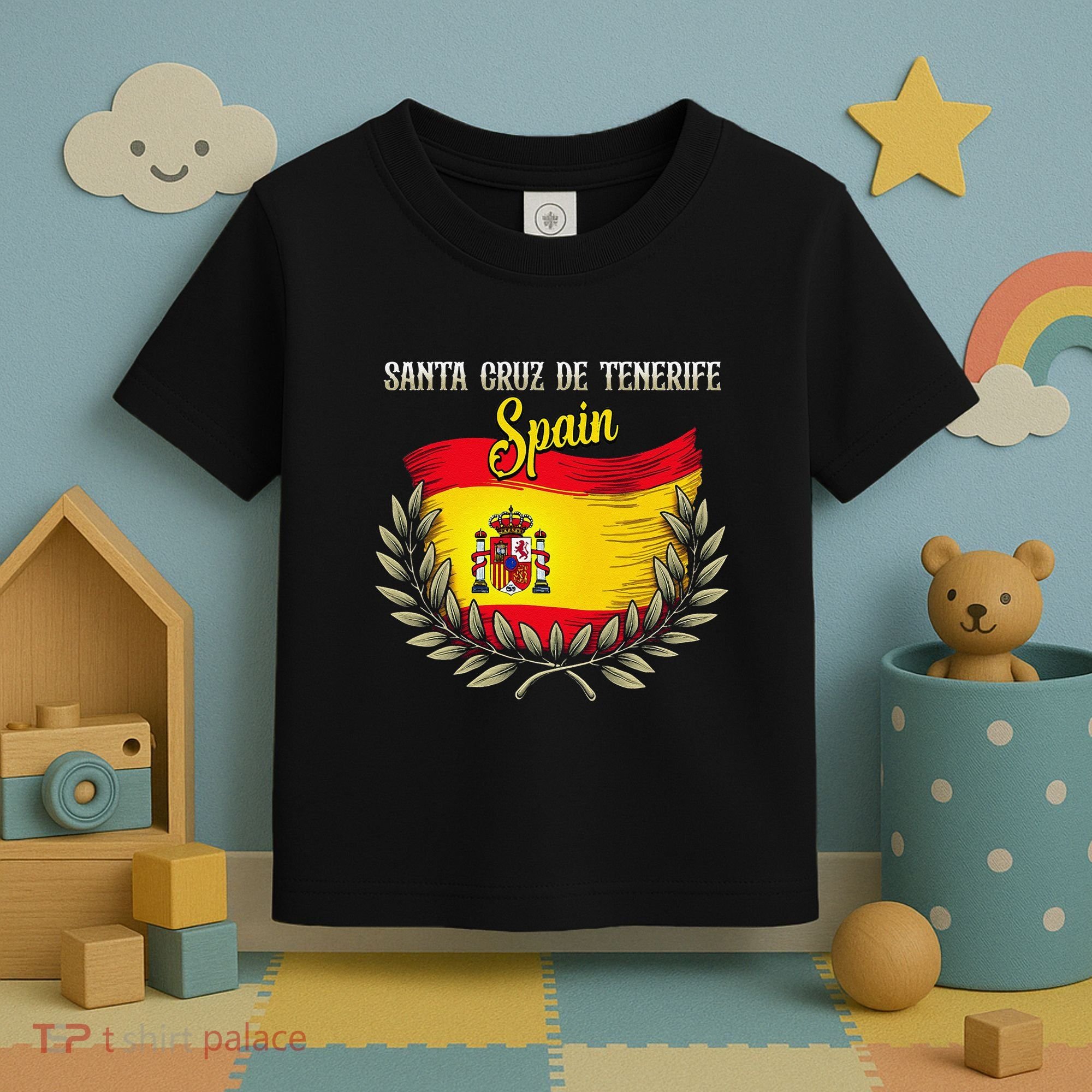Santa Cruz De Tenerife Spain Flag Spanish City Vacation Toddler T-Shirt