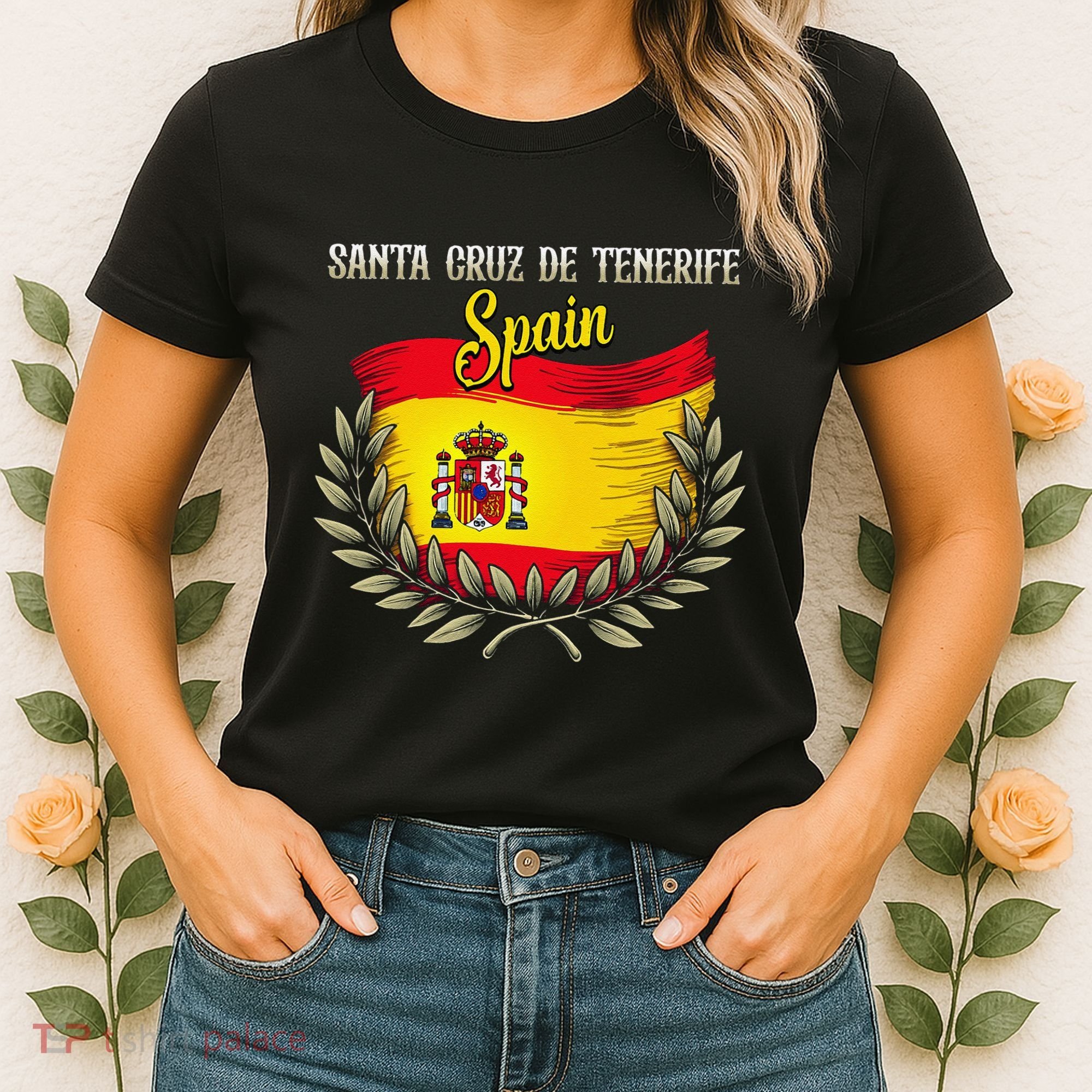Santa Cruz De Tenerife Spain Flag Spanish City Vacation Women's T-Shirt