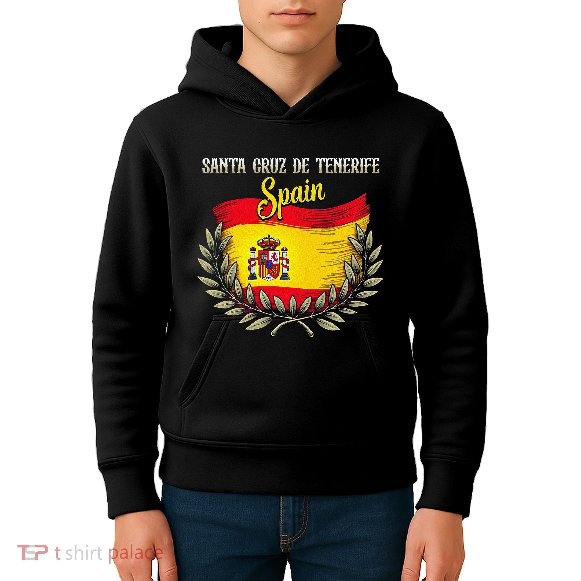 Santa Cruz De Tenerife Spain Flag Spanish City Vacation Kids Hoodie