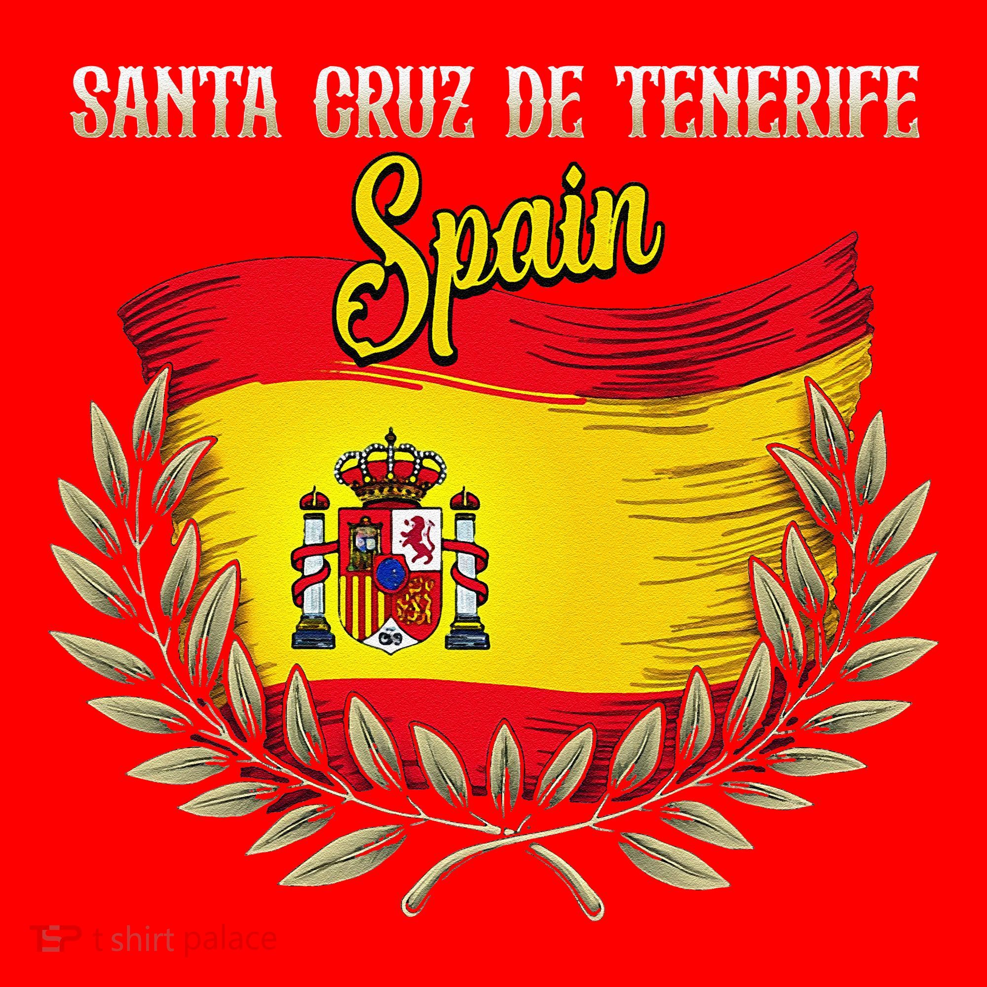 Santa Cruz De Tenerife Spain Flag Spanish City Vacation Santa Hat