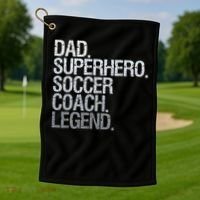 Soccer Coach Dad Golf Towel thumb 1