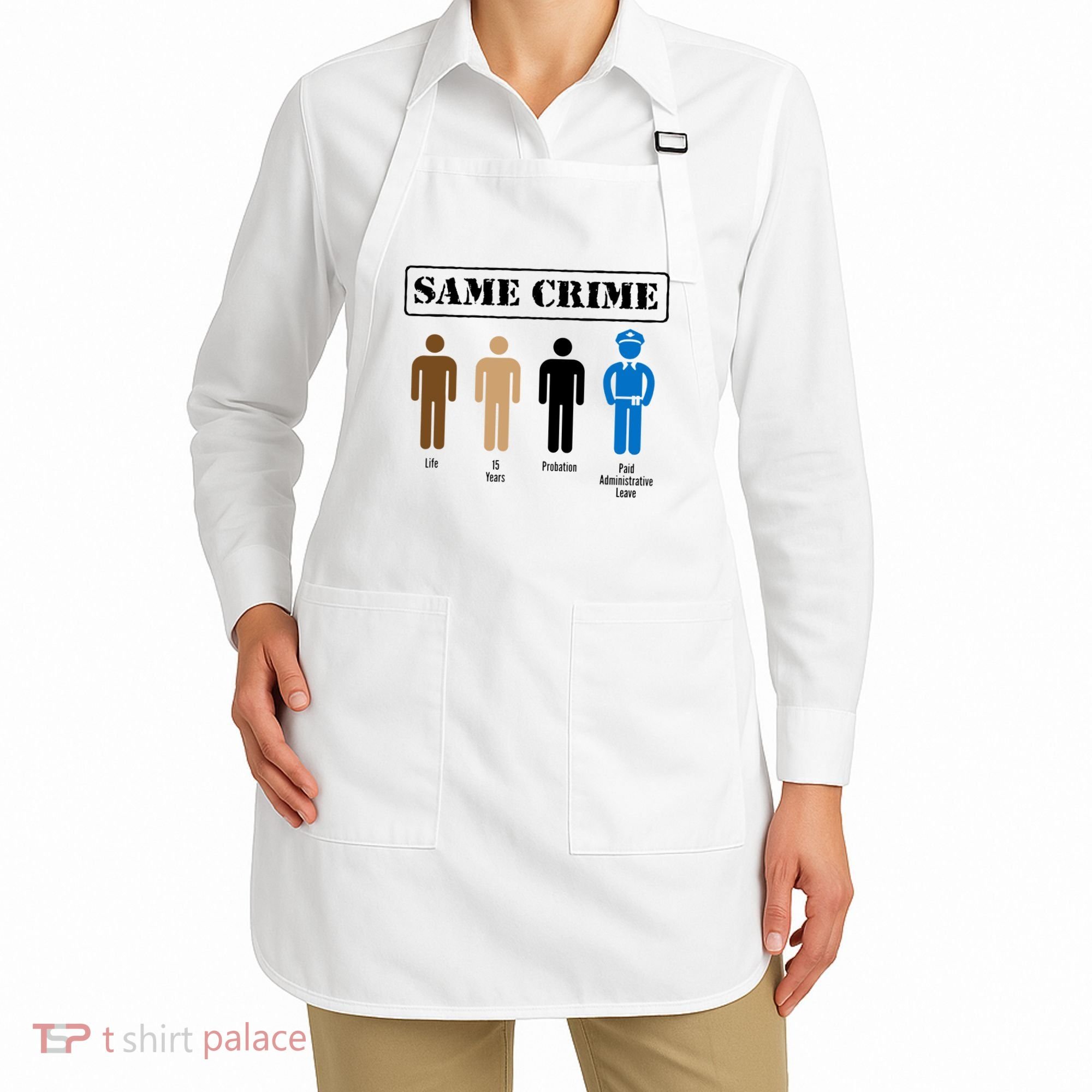 Same Crime Different Time Funny Satirical Apron