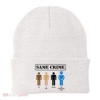 Same Crime Different Time Funny Satirical Beanie thumb 0