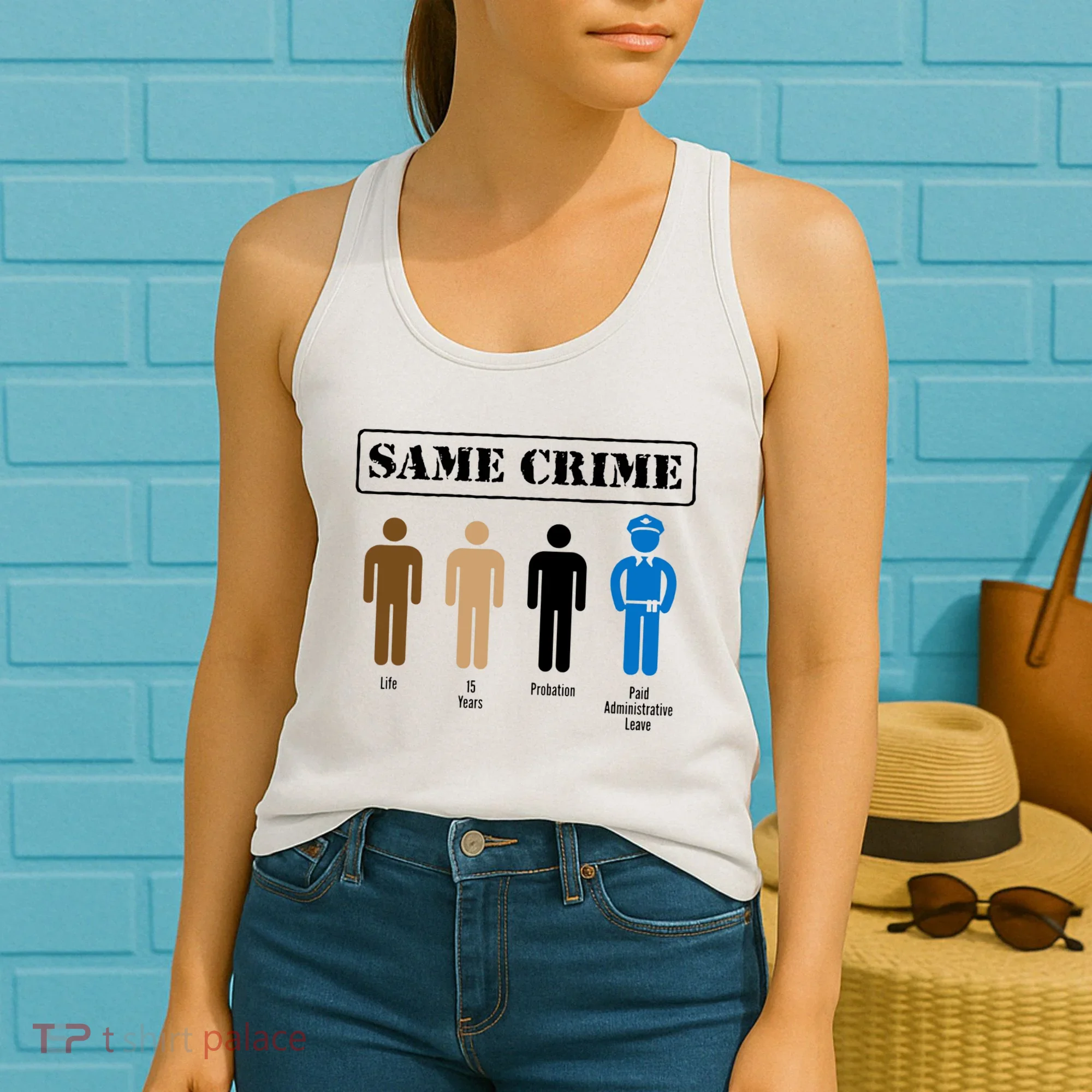 Same Crime Different Time Funny Satirical Women's Tank Top