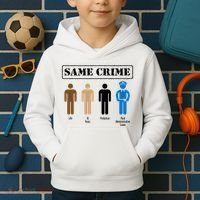 Same Crime Different Time Funny Satirical Kids Hoodie thumb 2