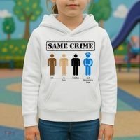 Same Crime Different Time Funny Satirical Kids Hoodie thumb 3