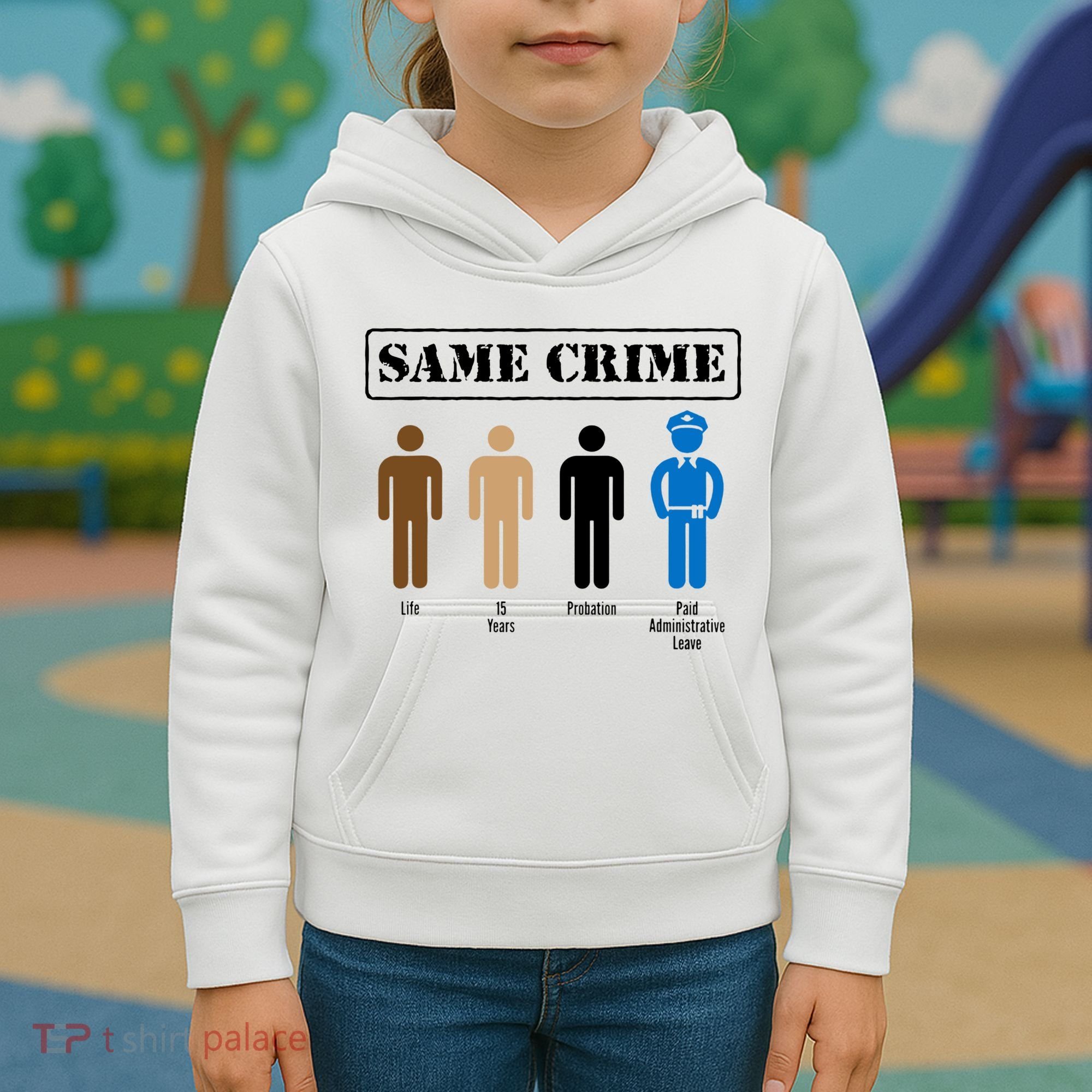 Same Crime Different Time Funny Satirical Kids Hoodie