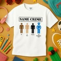 Same Crime Different Time Funny Satirical Kids T-Shirt thumb 3