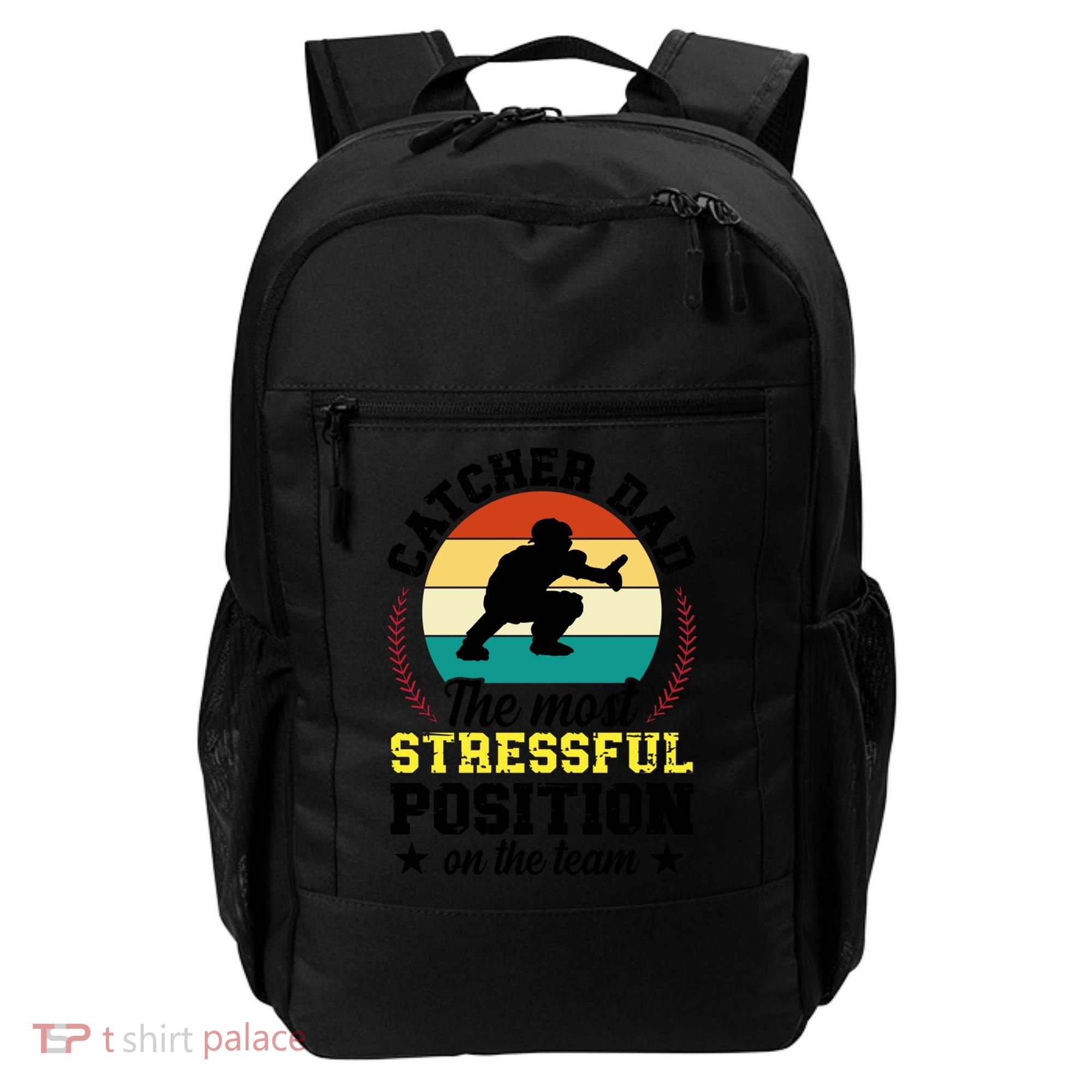 Softball Catcher Dad Funny Dad Of A Softball Catcher Father Meaningful Gift Backpack