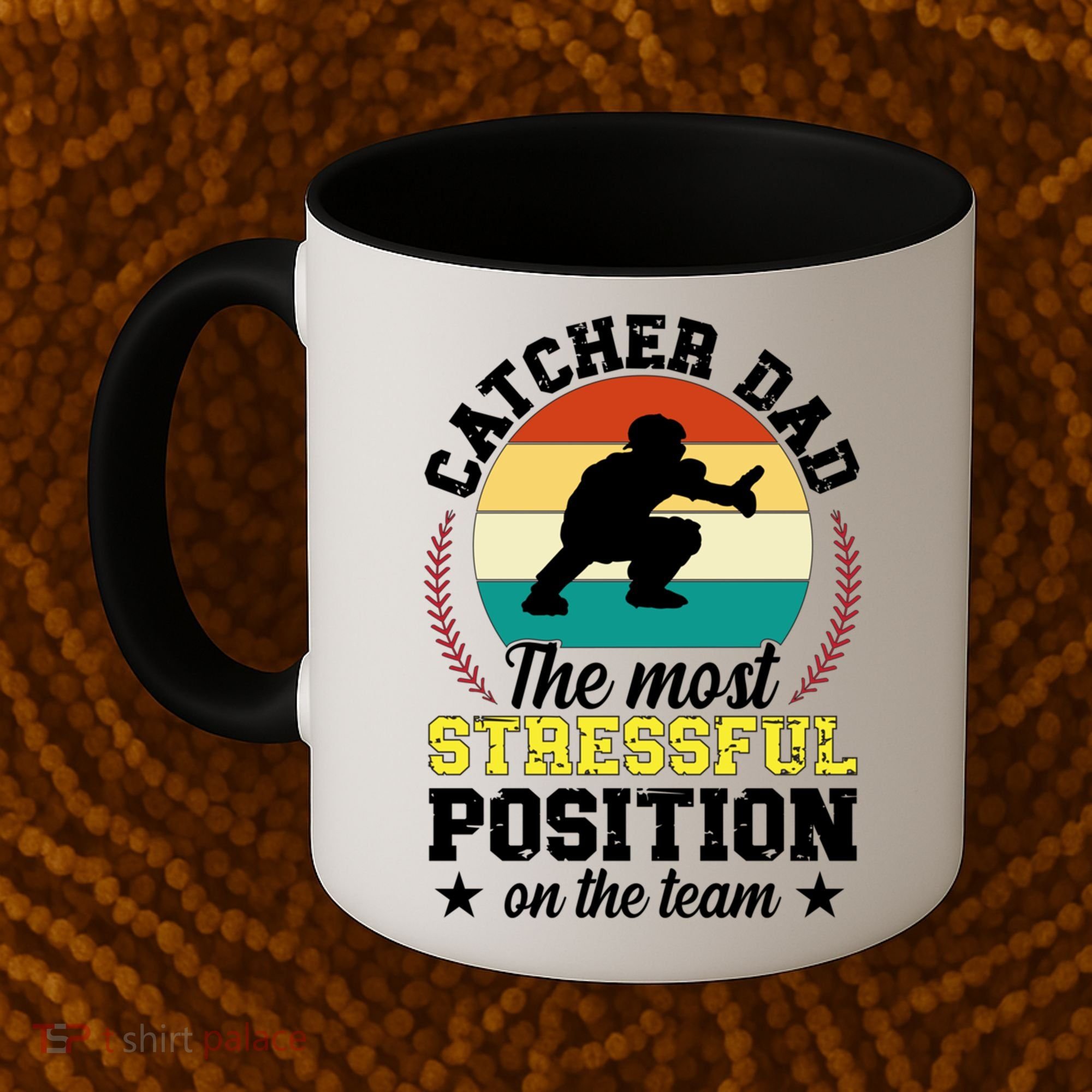 Softball Catcher Dad Funny Dad Of A Softball Catcher Father Meaningful Gift Coffee Mug