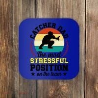 Softball Catcher Dad Funny Dad Of A Softball Catcher Father Meaningful Gift Coaster thumb 0
