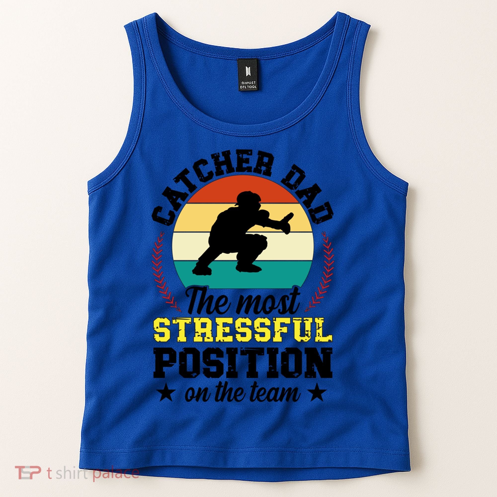 Softball Catcher Dad Funny Dad Of A Softball Catcher Father Meaningful Gift Tank Top