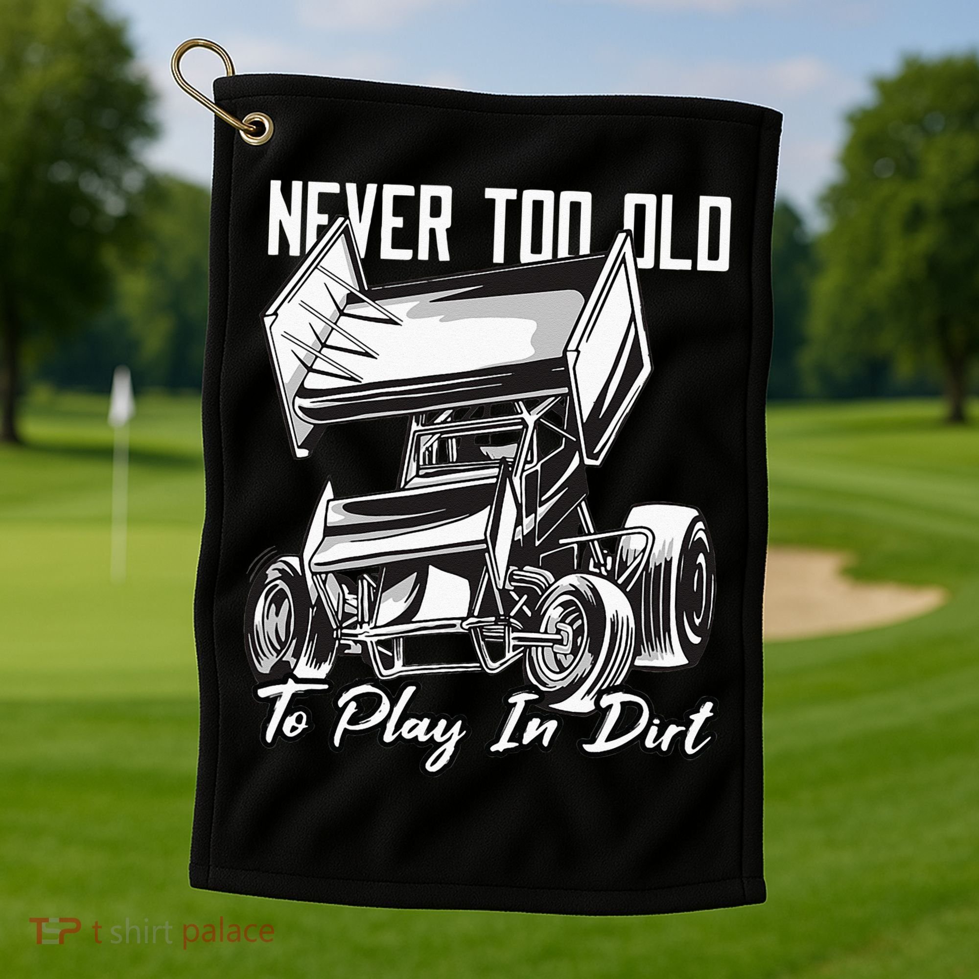 SPRINT CAR DIRT TRACK RACING Play In Dirt Golf Towel