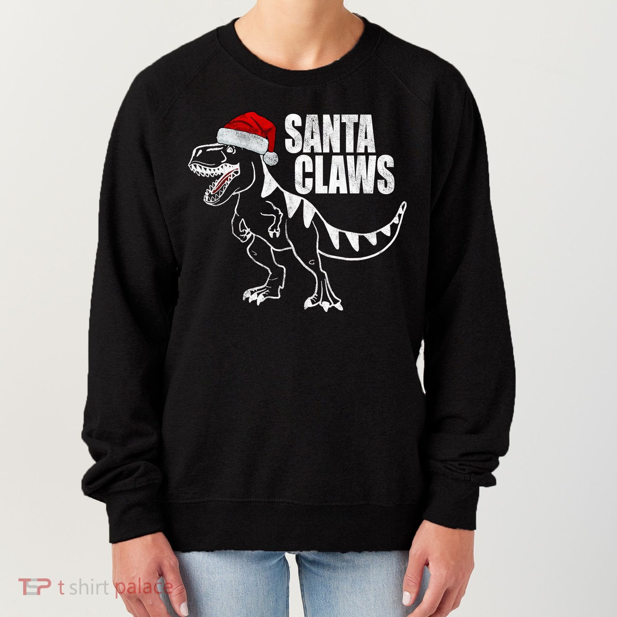 Santa Claws Dinosaur Christmas Women's Sweatshirt