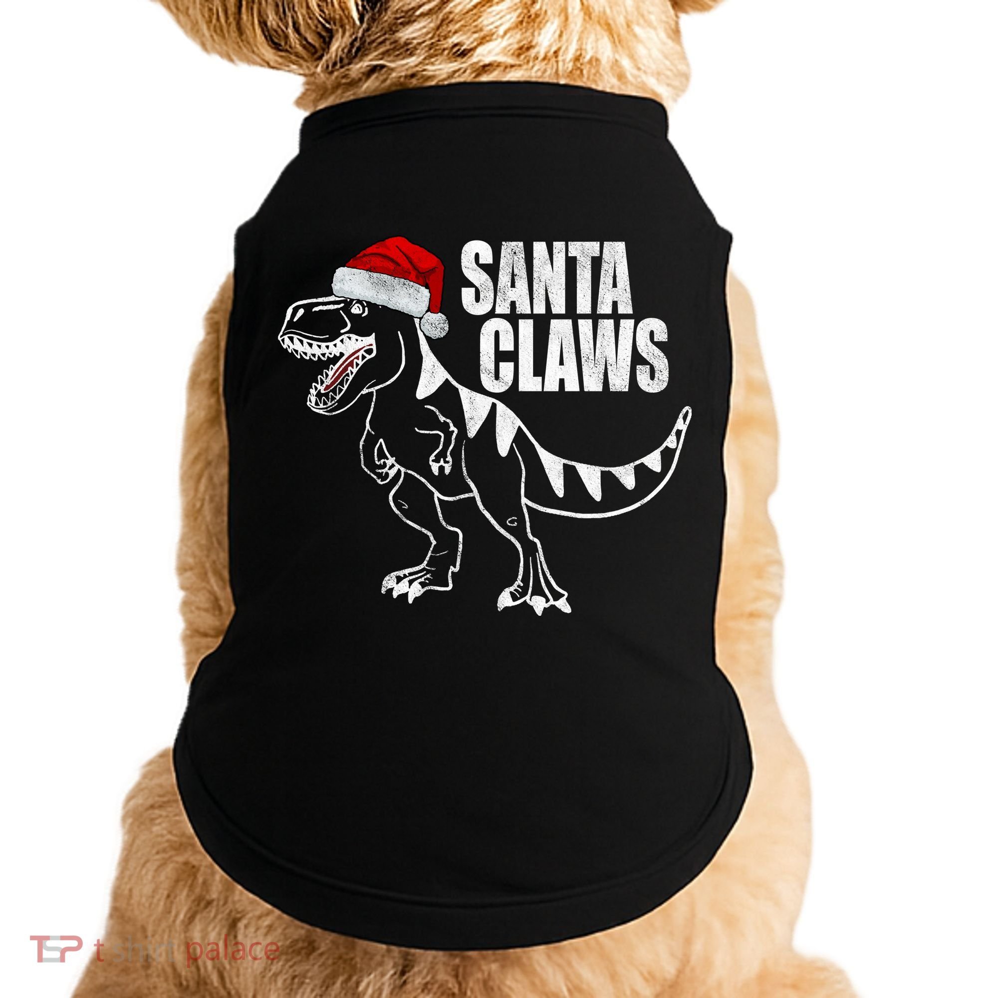 Santa Claws Dinosaur Christmas Doggie Tank