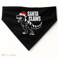 Santa Claws Dinosaur Christmas USA-Made Doggie Bandana thumb 0