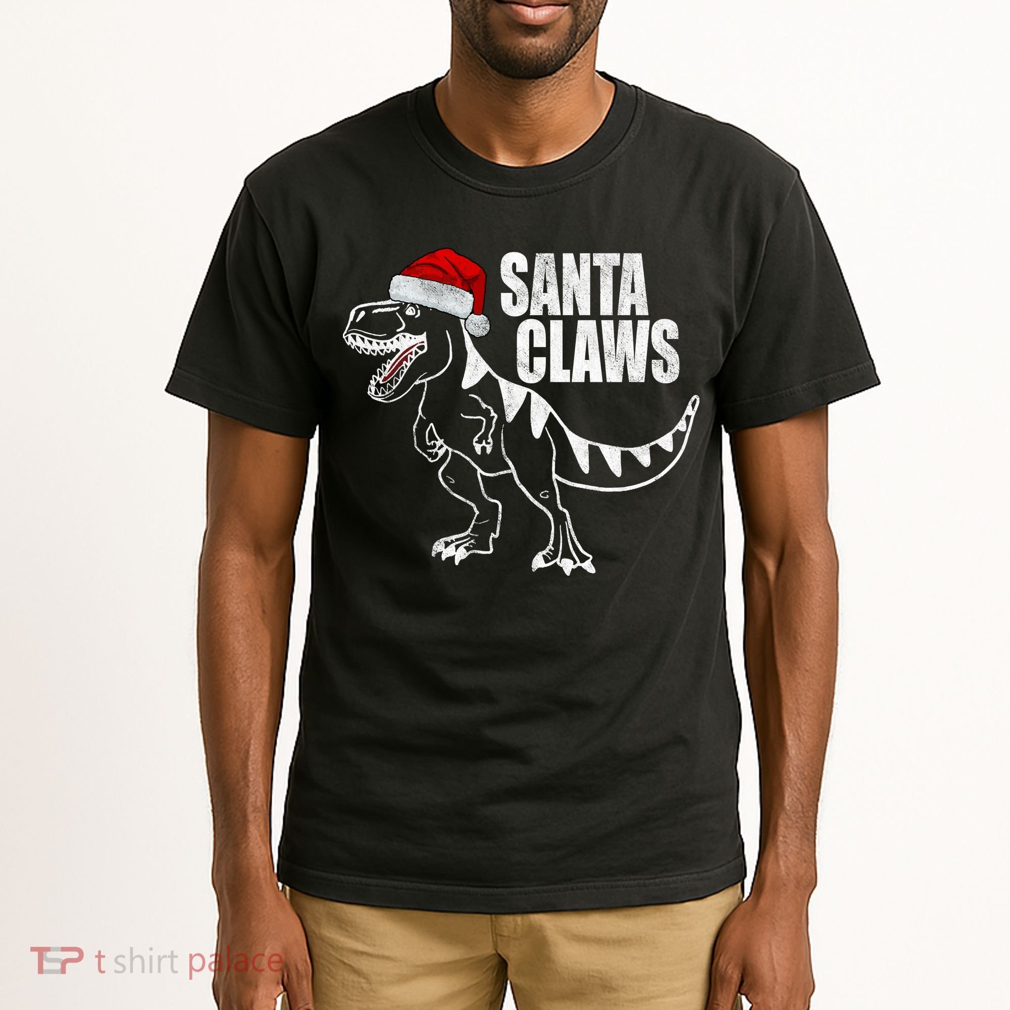Santa Claws Dinosaur Christmas Tall T-Shirt