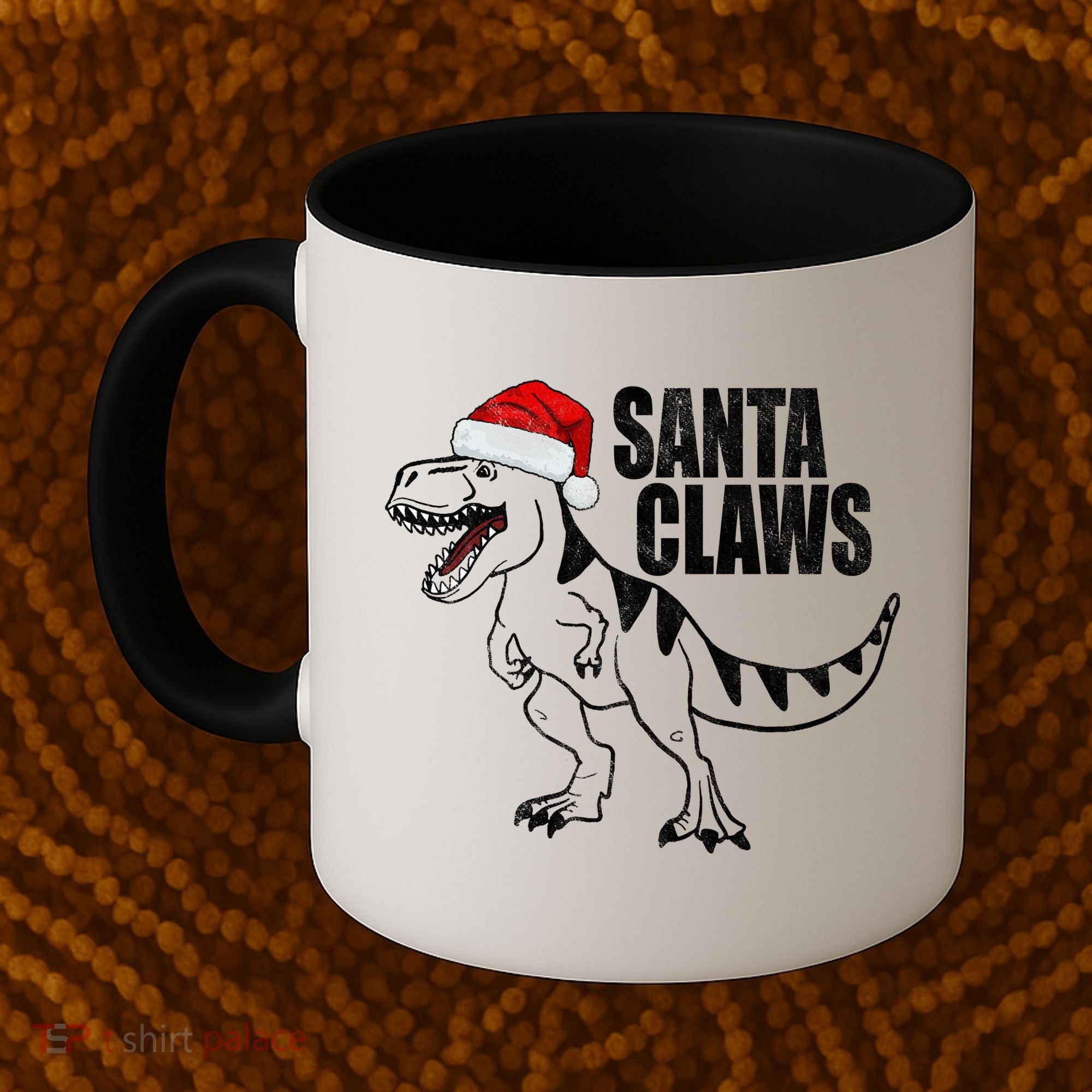 Santa Claws Dinosaur Christmas Coffee Mug