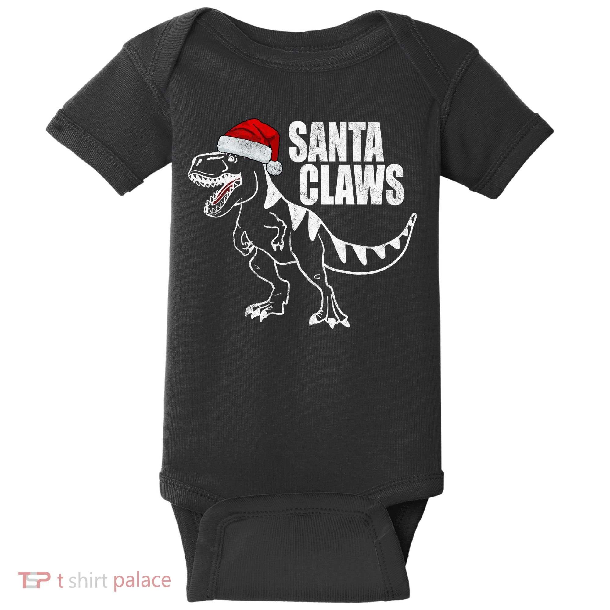 Santa Claws Dinosaur Christmas Baby Bodysuit