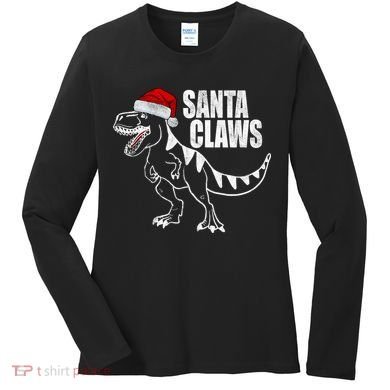 Santa Claws Dinosaur Christmas Women's Long Sleeve Shirt