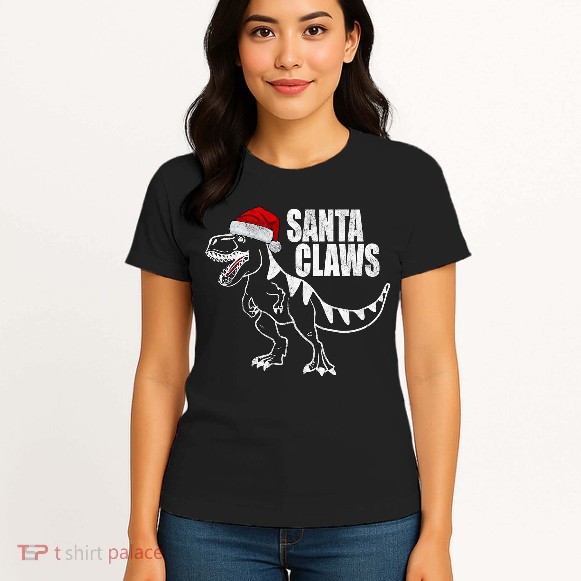 Santa Claws Dinosaur Christmas Women's T-Shirt