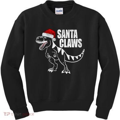 Santa Claws Dinosaur Christmas Kids Sweatshirt