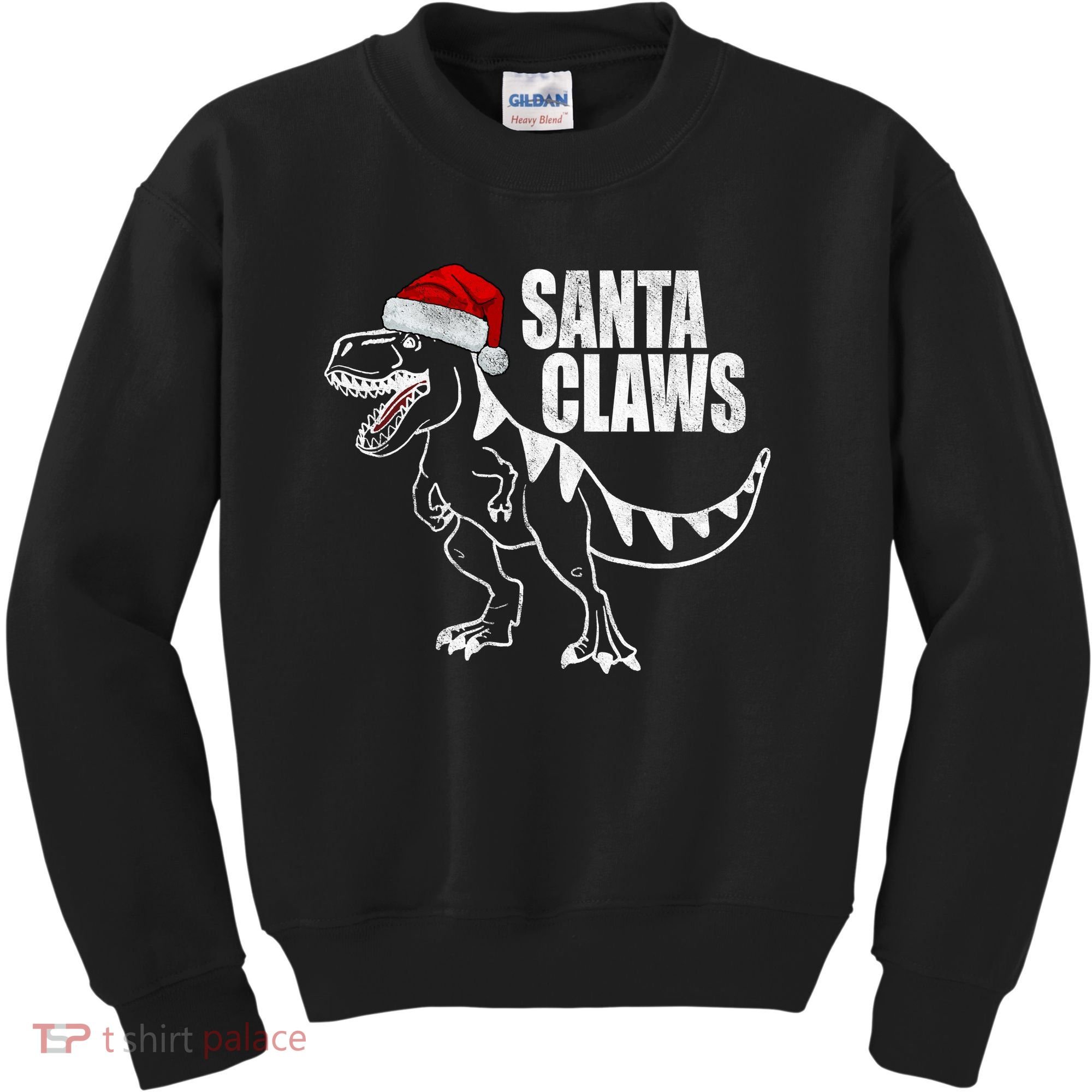 Santa Claws Dinosaur Christmas Kids Sweatshirt