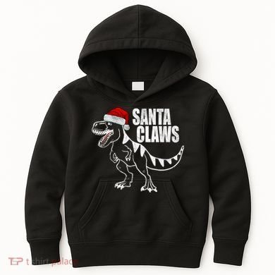Santa Claws Dinosaur Christmas Kids Hoodie