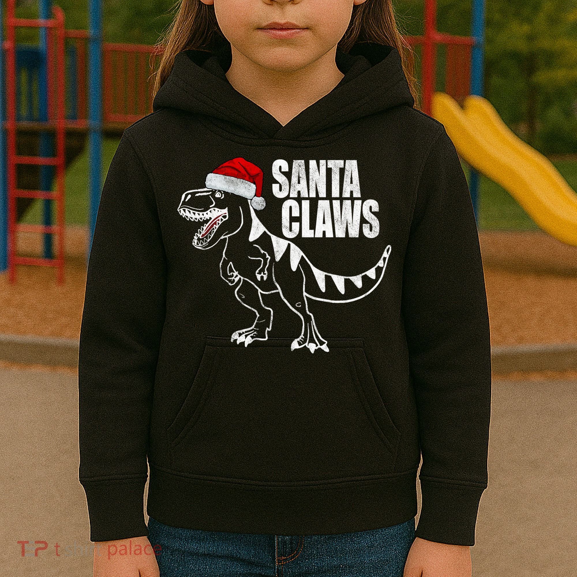 Santa Claws Dinosaur Christmas Kids Hoodie