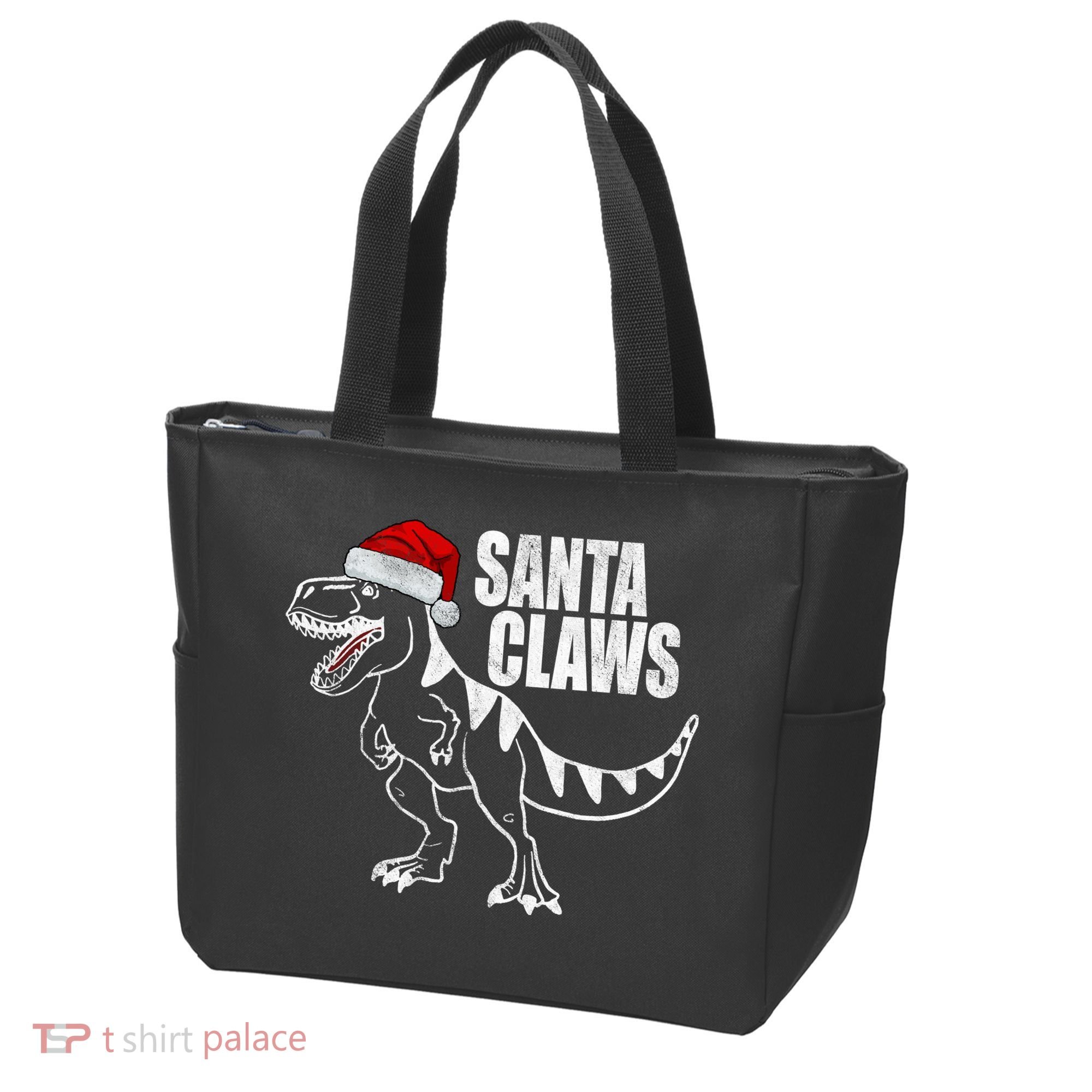 Santa Claws Dinosaur Christmas Tote Bag