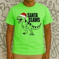 Santa Claws Dinosaur Christmas T-Shirt thumb 3