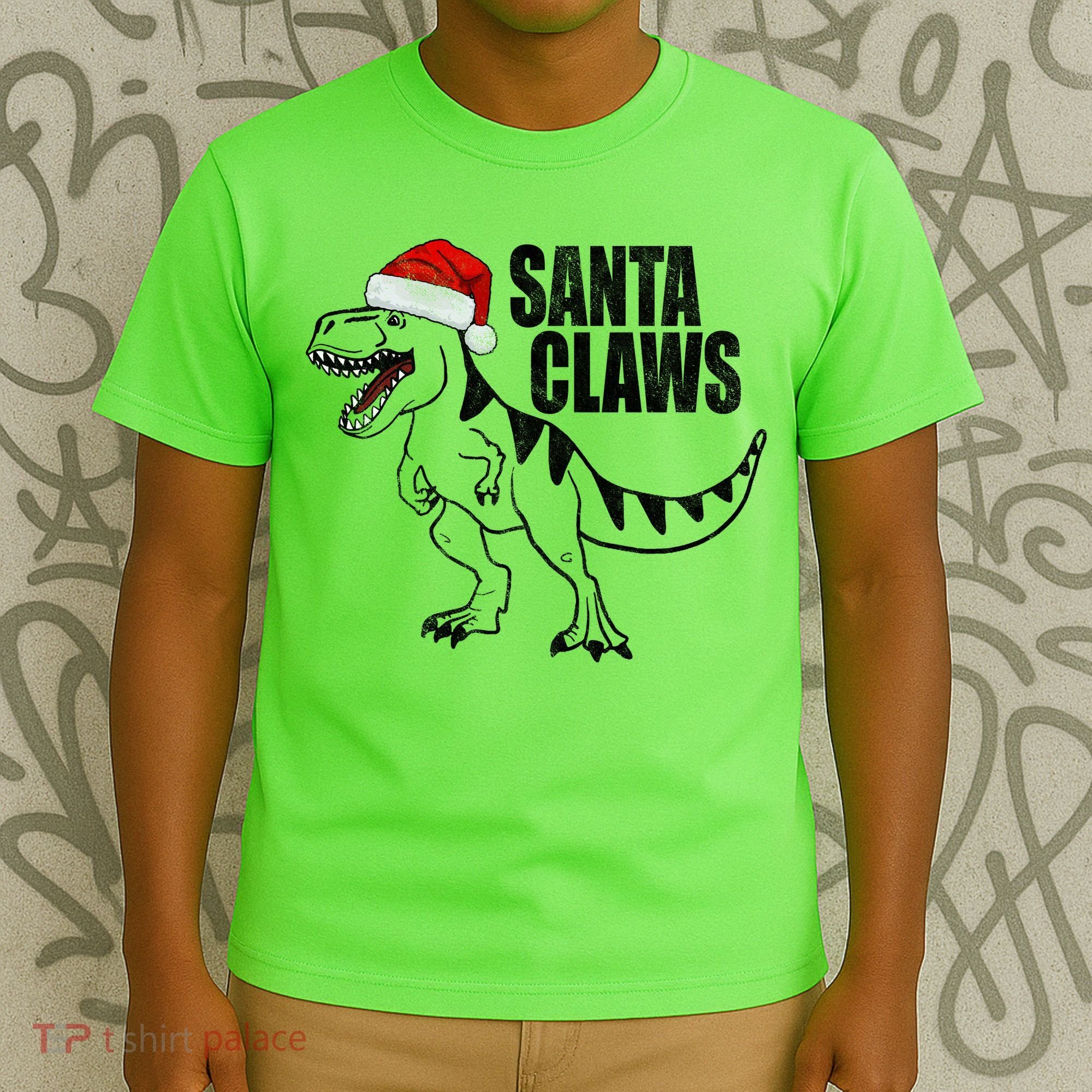 Santa Claws Dinosaur Christmas T-Shirt