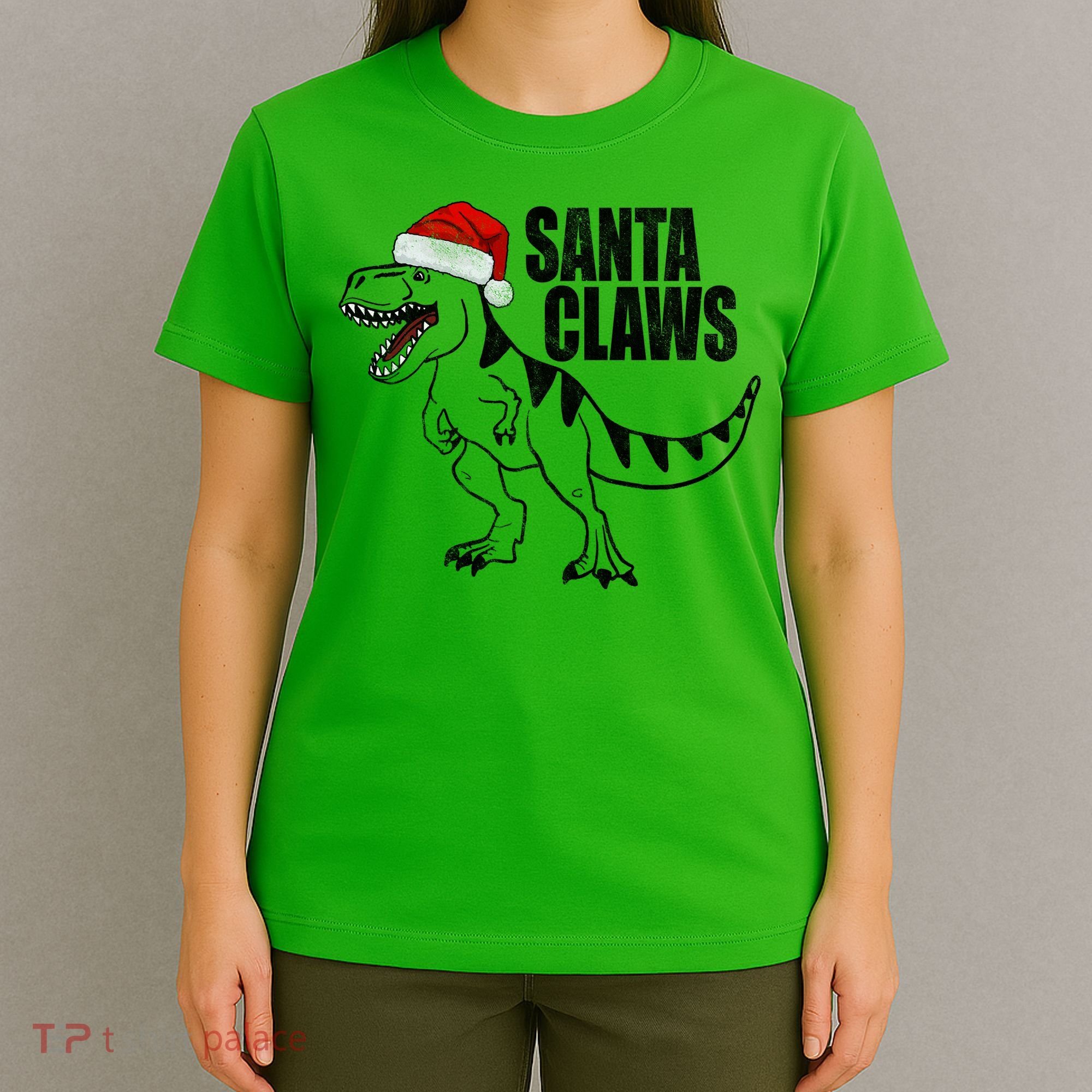 Santa Claws Dinosaur Christmas T-Shirt
