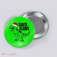 Santa Claws Dinosaur Christmas Button thumb 0