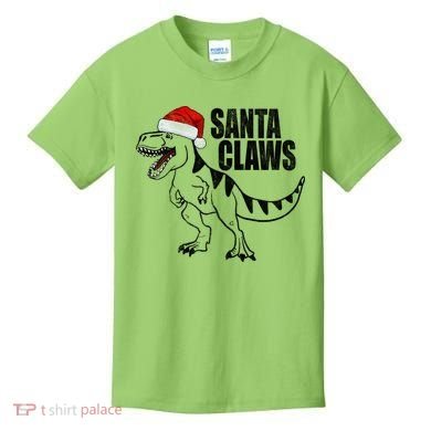 Santa Claws Dinosaur Christmas Kids T-Shirt