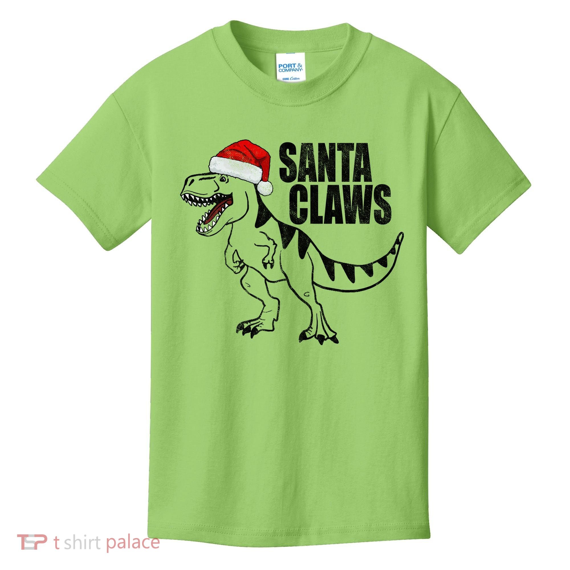 Santa Claws Dinosaur Christmas Kids T-Shirt