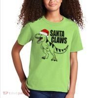 Santa Claws Dinosaur Christmas Kids T-Shirt thumb 2